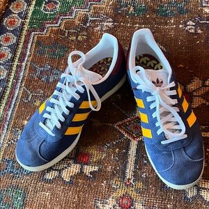 Adidas Gazelle Men's Blue and Yellow Striped